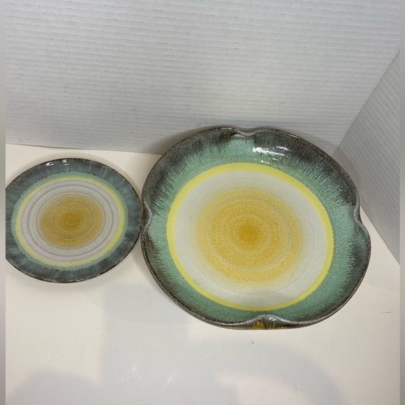 Vtg Karlsruher Mayolika Spritzdekor Vibrant Art Deco Ceramic Dish and Plate - Picture 9 of 13